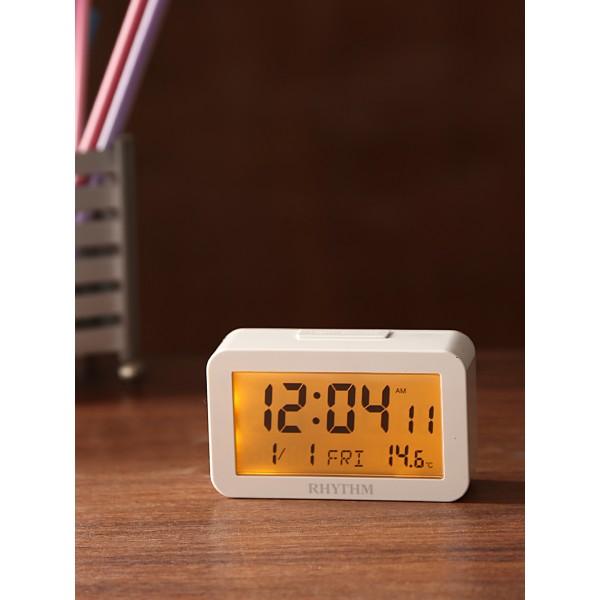 Rhythm(Japan) White Plastic Imported BEEP Alarm, Snooze Clock